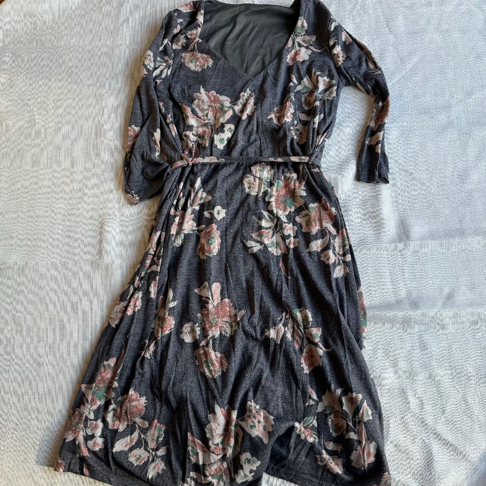 Pinkblush Maternity Dress - Size Small - Grey & Pink Floral